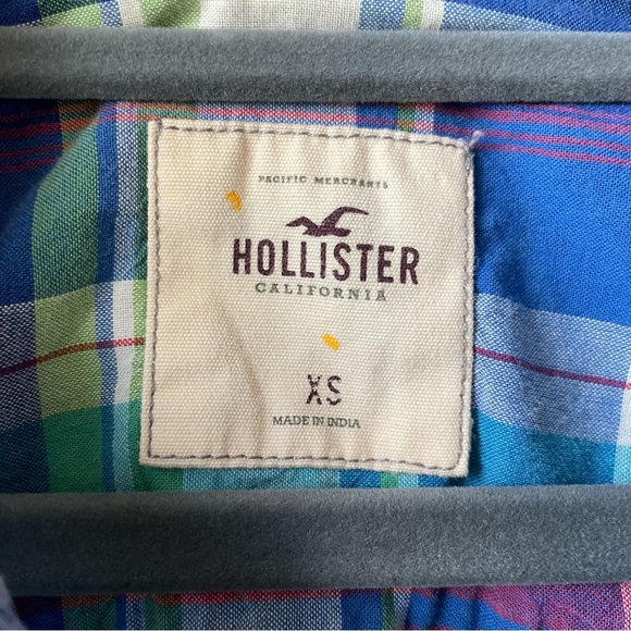 Hollister Plaid Pattern Tie Back Mid Sleeves Button Down Pop-Over Shirt - Picture 6 of 6